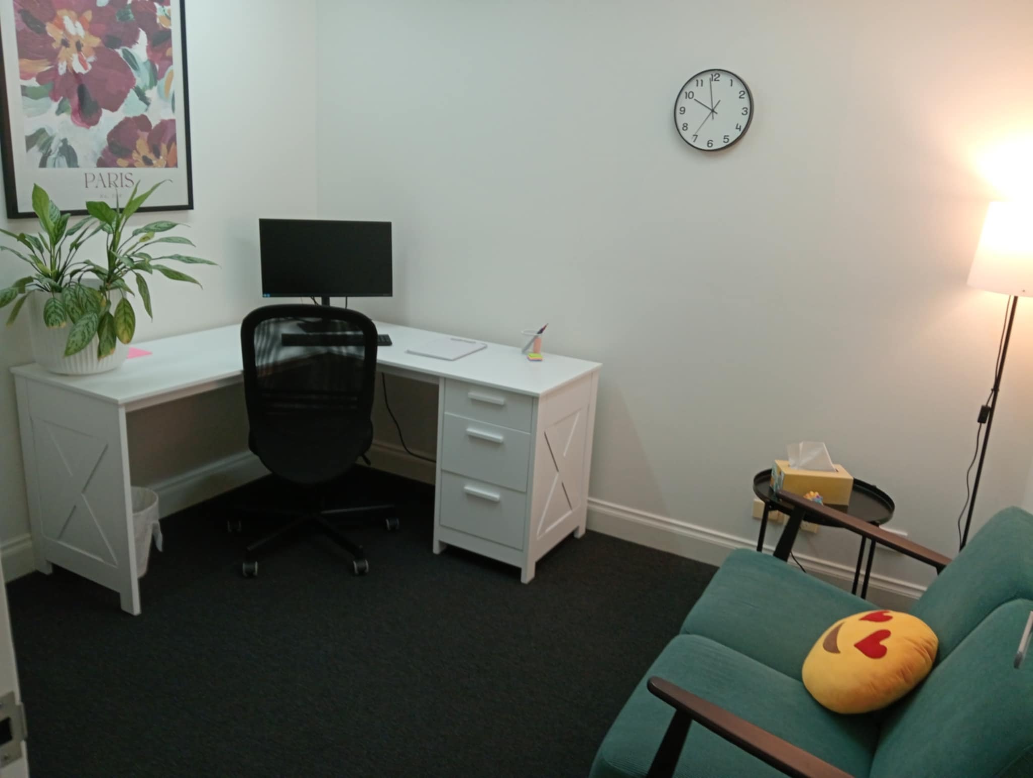 Payneham consulting room with desk and couch